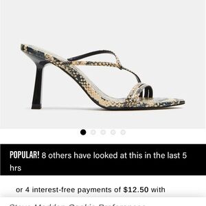 Steve Madden Senses Beige and Black Snake print Strappy Heels.
